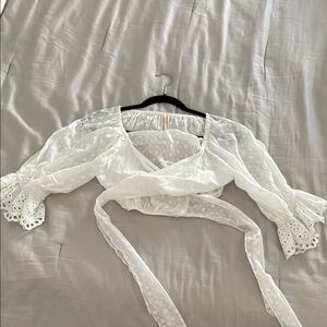 Boho White Wrap Top